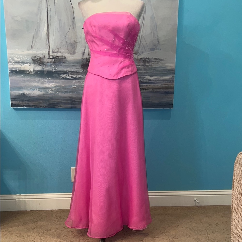 Mori Lee By Madeline Gardner Pink Strapless Formal Dress, Size 1/2